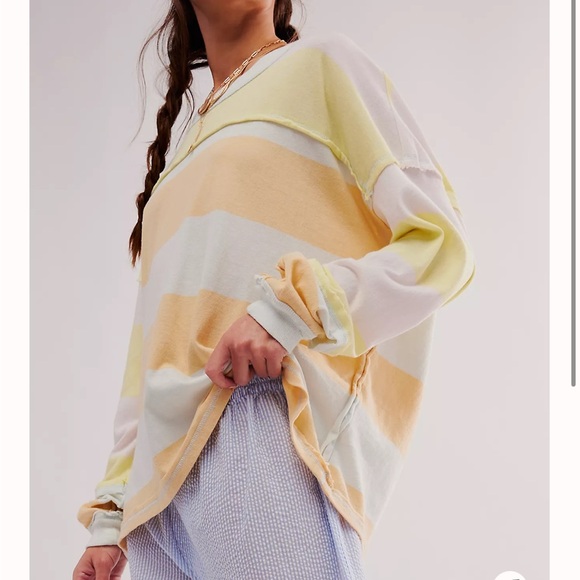 Free People X We The Free Sundae Funday Long Sleeve Tee Pullover Pastel Combo - Picture 5 of 12